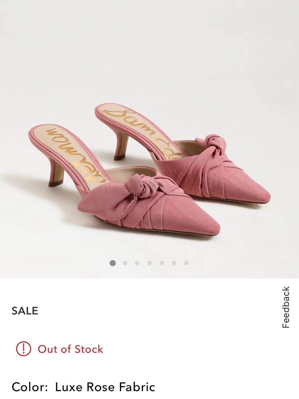 Sam Edelman Luxe Rose Knotted Pointed-Toe Mule Heels NIB